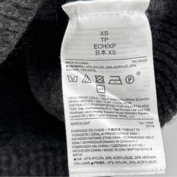 Gap Circular Fair Isle‎ Mohair Sweater XS Charcoal Heather Gray - Picture 6 of 9